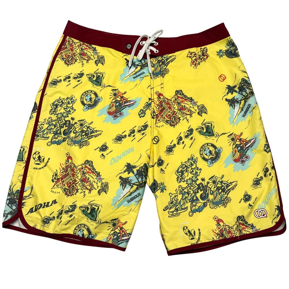 Vintage Y2K O'Quinn OQ Board Shorts Men's 38 Hawaii Aloha Beach Surf